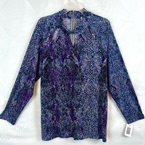 NEW QVC Susan Graver Liquid Knit Snakeskin Blouse / 1X